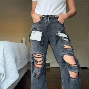 Alexander Wang Black Distressed Boyfriend Jeans